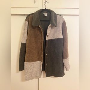 Teddi fuzzy color block cardigan/ jacket